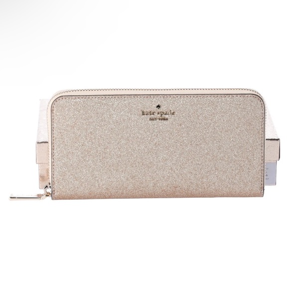 Kate Spade Shimmy Tinsel Glitter Boxed Large Continental Wallet Gold Holiday - Picture 8 of 8